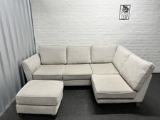 Light Beige Right Hand Corner Sofa With Matching Footstool DELIVERY AVAILABLE
