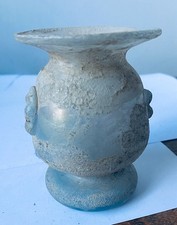 Miniature Light Blue Vase Scavo Seguso Vetri D'arte Iridescent Glass Murano 1950