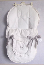 ROSY FUENTES  White with grey bows Pram Topper Cover