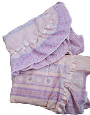 Ruffle Hem pair  Pillow Cases slips  x 2 pink lilac floral cottage