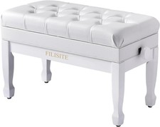 FILISITE Adjustable Duet Piano Bench with Storage, Heavy Duty Solid Wood Double 