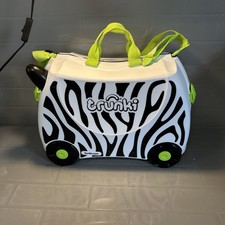Trunki Zebra Suitcase Kids On Wheels With Carry Handle & Shoulder Strap
