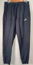 Nike Tracksuit Bottoms Mens Large Black Swoosh Logo Woven Unlined Cuffed Joggers