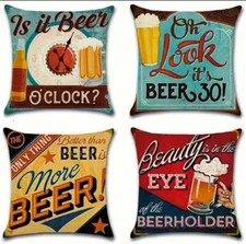 4 x Novelty Beer Garden Party Cushion pillow Cover 45x 45cm