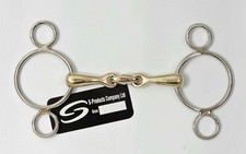 CONTINENTAL THREE 2 RING SNAFFLE GERMAN SILVER LOZENGE HORSE DUTCH BIT TWO GAG