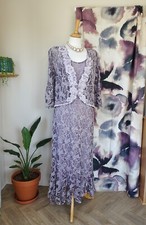 ANN BALON Purple floral sequin tapework mother of the bride dress & jacket Sz L