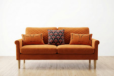 Orange Velvet 2 Seater Sofa -