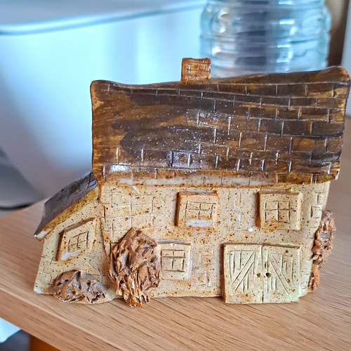 Ceramic pottery cottage house - ceramic,