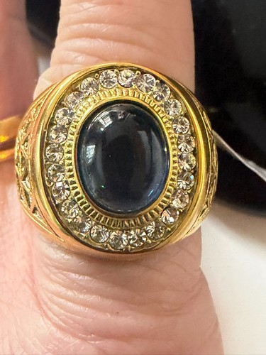 Mens chunky sapphire blue ring - chunky,