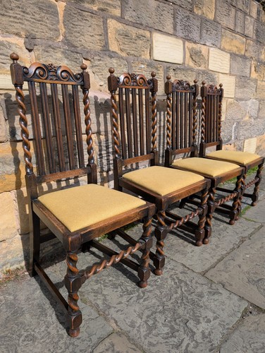 Set four antique oak - four, barley