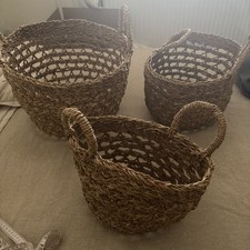 H&M Home Zara Home Jute Baskets X 3 Handles Large Storage