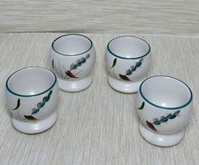 Denby Vintage Greenwheat Egg Cups x 4 Handcrafted Stoneware
