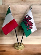 WALES and ITALY TABLE FLAG SET