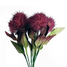 Artificial Realistic Flowers for Arrangement 6 x 70cm Globe Thistle Purple Ball