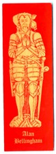 BOOKMARK Sir Alan Bellingham in Armour Brass Rubbing Medieval Knight Gift x Him