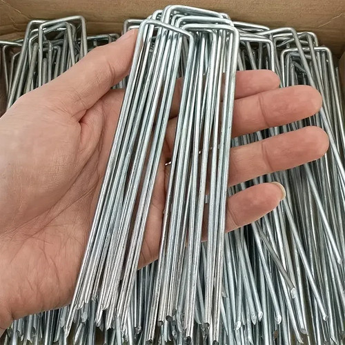 Galvanised steel garden pegs - steel,