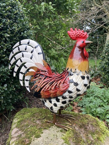 Coloured metal cockerel - coloured,