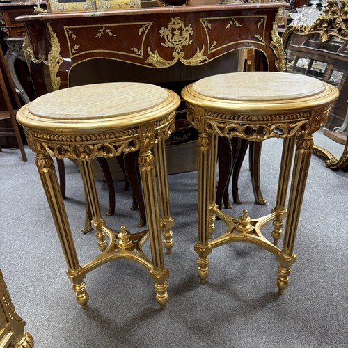 Pair gilt marble - pair, top