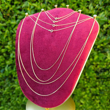 Real 14k Solid Gold Skinny Yellow 14ct Gold Fine Diamond Cut Curb Chain