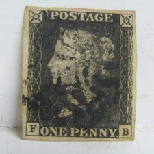 1d Penny Black Stamp FB Good