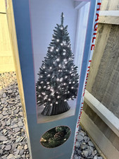 6ft Christmas Tree Rose Gold Glitter Tips Hinged Bushy Branches - 180 White LED