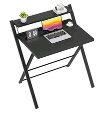 Sturdy & Strong Folding Office or hallway Desk. No Assembly Required. 2 shelves.