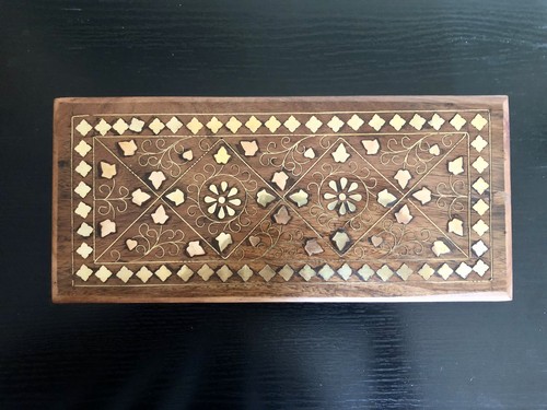 Vintage brass inlaid solid - vintage,