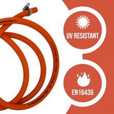 2m Propane Butane LPG Gas 8mm Hose Pipe BBQ Camping Caravan Motorhome + 2 Clips