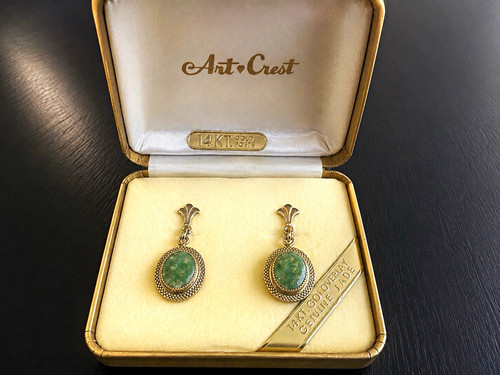 Vintage art crest genuine jade - art,