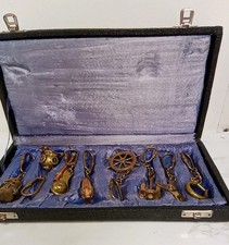 Vintage Maritime Set Of 8 Brass Nautical Keyrings