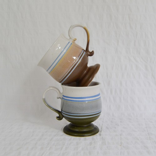 Pair vintage stoneware - vintage, footed