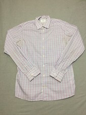 Eton Shirt Mens 16" Collar Plaid Check Pattern