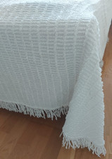 Vintage John Lewis Jonelle Classic White 'Candlewick' Fringed Double Bedspread