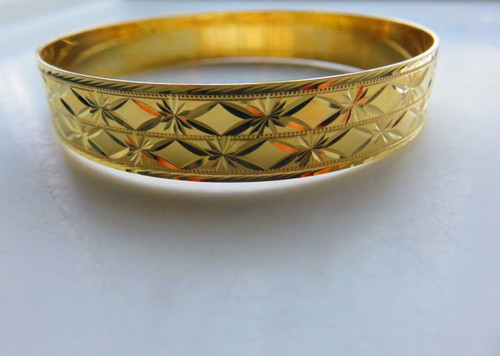 Gold solid slave bangle - bangle, 12mm