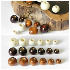100x Large Hole Natural Wooden Beads For Macrame European Charms Crafts 10-17mm