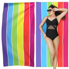 Striped Extra Large Microfibre Lightweight Beach Towel Quick Dry Travel Towel UK