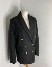 ZARA double breasted blazer jacket L NEW smart classic gold black oversized