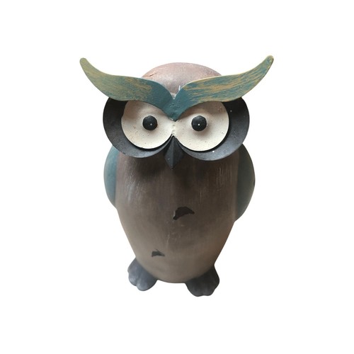 Whimsical owl pottery big tin - big,