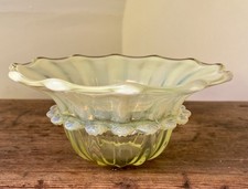 Antique Glass Victorian Uranium Yellow Vaseline Glass Bon Bon Dish Bowl UV Glow