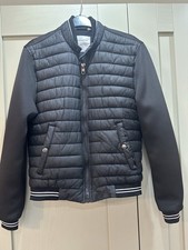 Zara Man Black Bomber Jacket Quilted Puffer Short Design With Pockets Size M