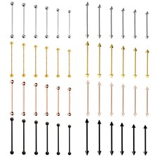 Straight Barbell Industrial Scaffold Bar Ear Piercing Surgical Steel Gold Black