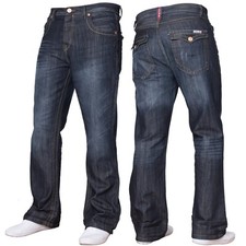 APT Bootcut Jeans Mens Wide Leg Flared Denim Trouser Flap Pockets Pants UK Sizes