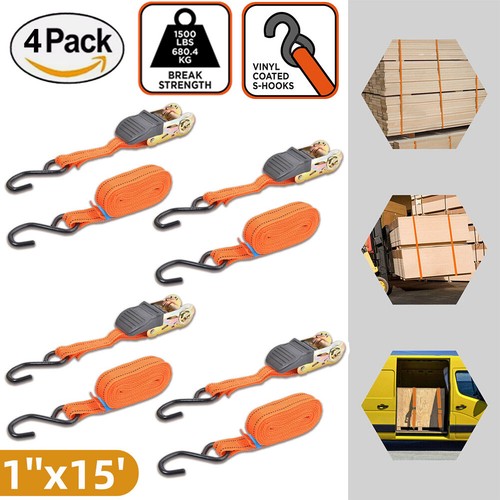 4pc ratchet tie down strap - down, set