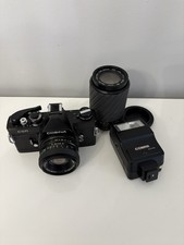 Vintage Cosina CSR Camera with Flash and Separate Lens Camera Bag Untested