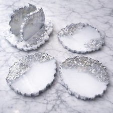White Resin Coasters Set of 4