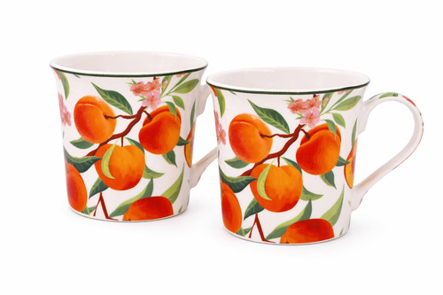 Set peach floral mugs - of,