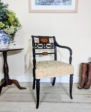 Regency Rosewood Armchair Inlay Horse Hair Seat Hand Calved Detailing C1810 