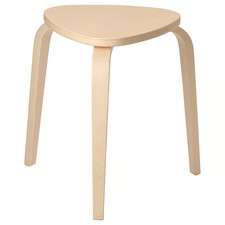 IKEA KYRRE Birch Stool Stackable 3 Leg Wooden Seat Modern Chair Design 45 cm
