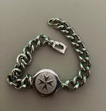 SOS bracelet ladies/mens medical alert talisman, stainless steel - vintage