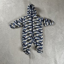Calvin Klein Blue Camouflage Hooded Zip Up Jumpsuit Baby 6M Footed Outfit Size